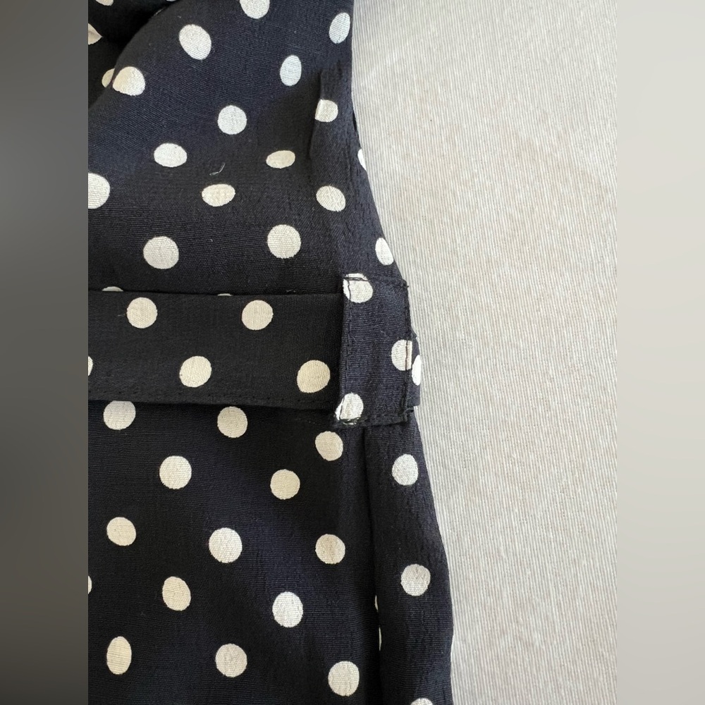 Zara black and white polka dot midi shirt dress with belt - Picture 5 of 8